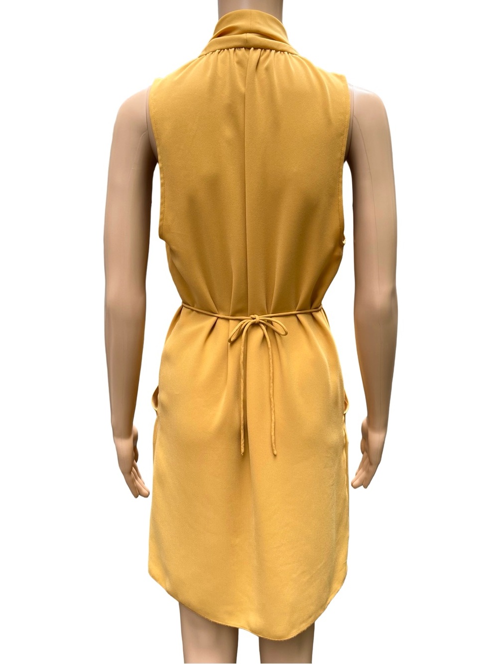 Wilfred Aritzia Draped Pocket Mini Dress Mustard yellow S-L - Picture 3 of 9